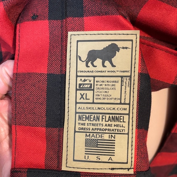 Cordura Red & Black Plaid combat wool Button Down Shirt XL - Picture 7 of 8